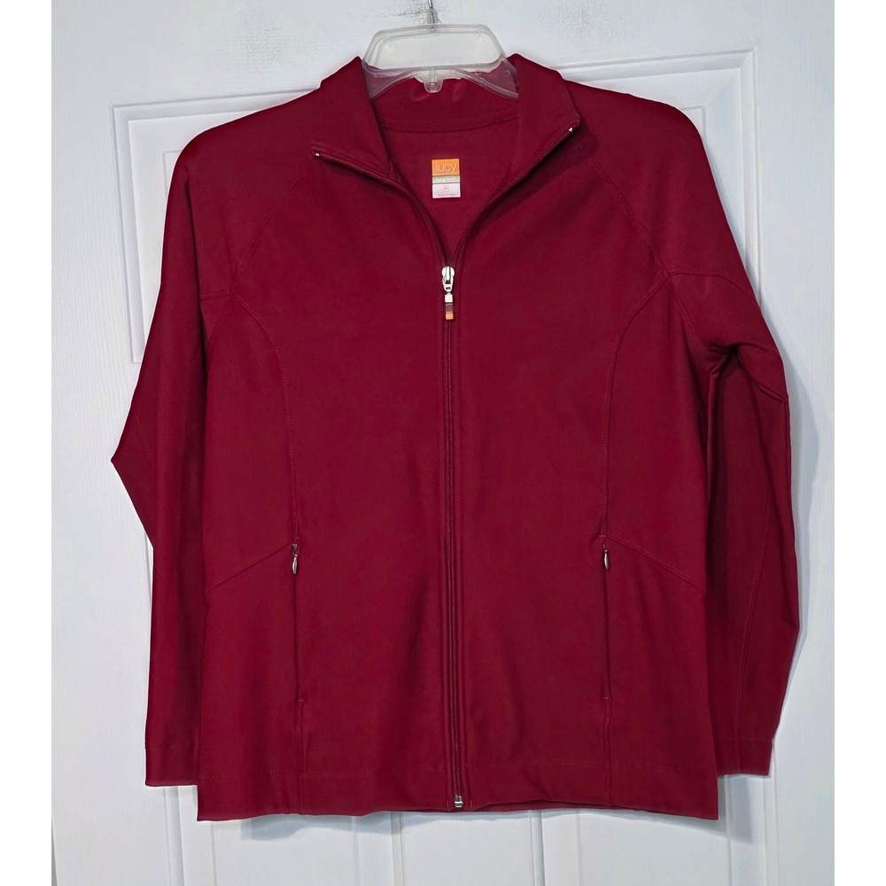 Lucy Activewear Womens Medium Burgundy Red LucyTech Full Zip Track Jacket